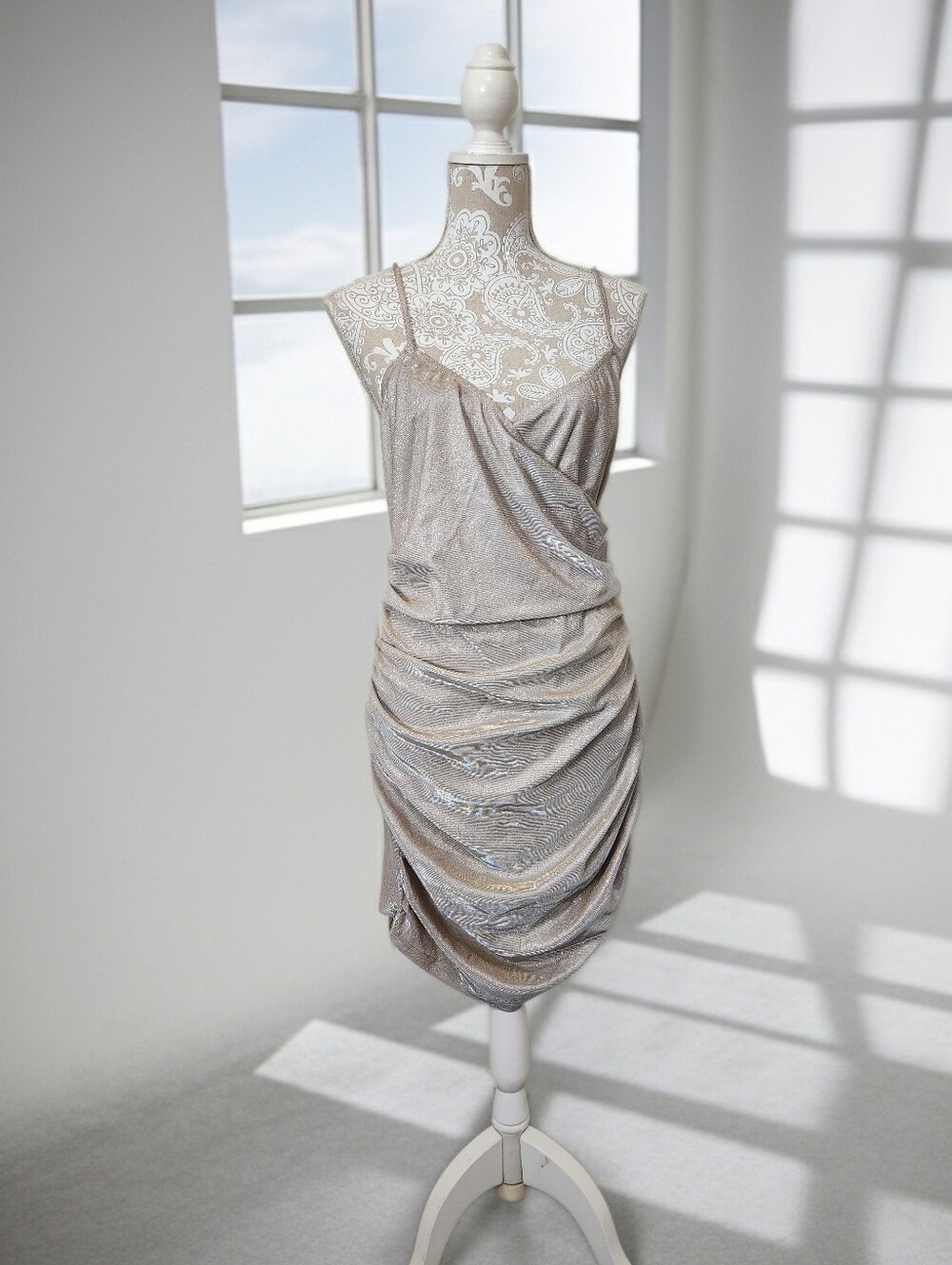 Akira Mini Gold Glitter Sparkly Party Vegas Dress Size L (12-14)